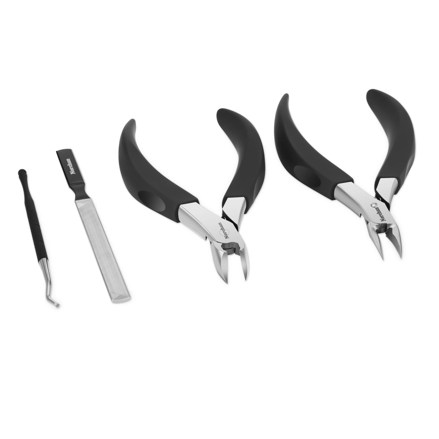 Norchan Toenail Clippers Set, 4 Pack Nail Nippers Kit for Ingrown / Thick Nail Clippers