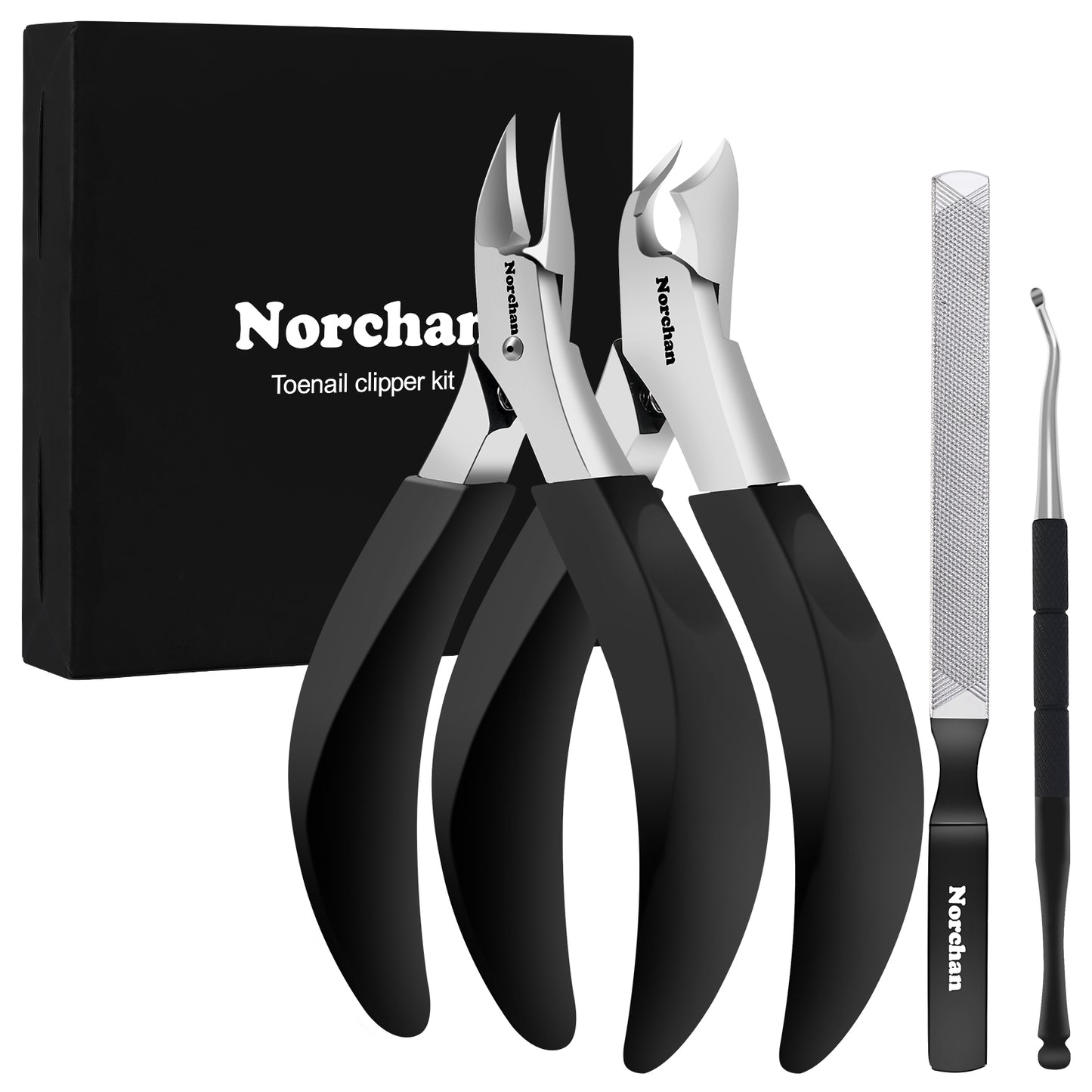 Norchan Toenail Clippers Set, 4 Pack Nail Nippers Kit for Ingrown / Thick Nail Clippers