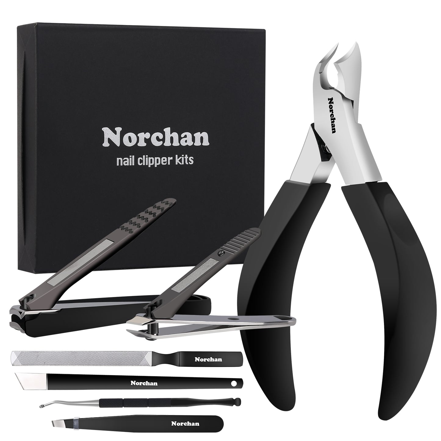 Norchan Fingernail-Toenail Clippers Kit, 7 Pack Nail Clippers Set with Mesh Bag