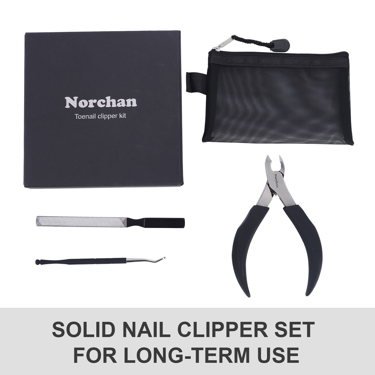 Norchan Nail Nippers Kit, Heavy Duty Toenail Clippers for Thick Nails