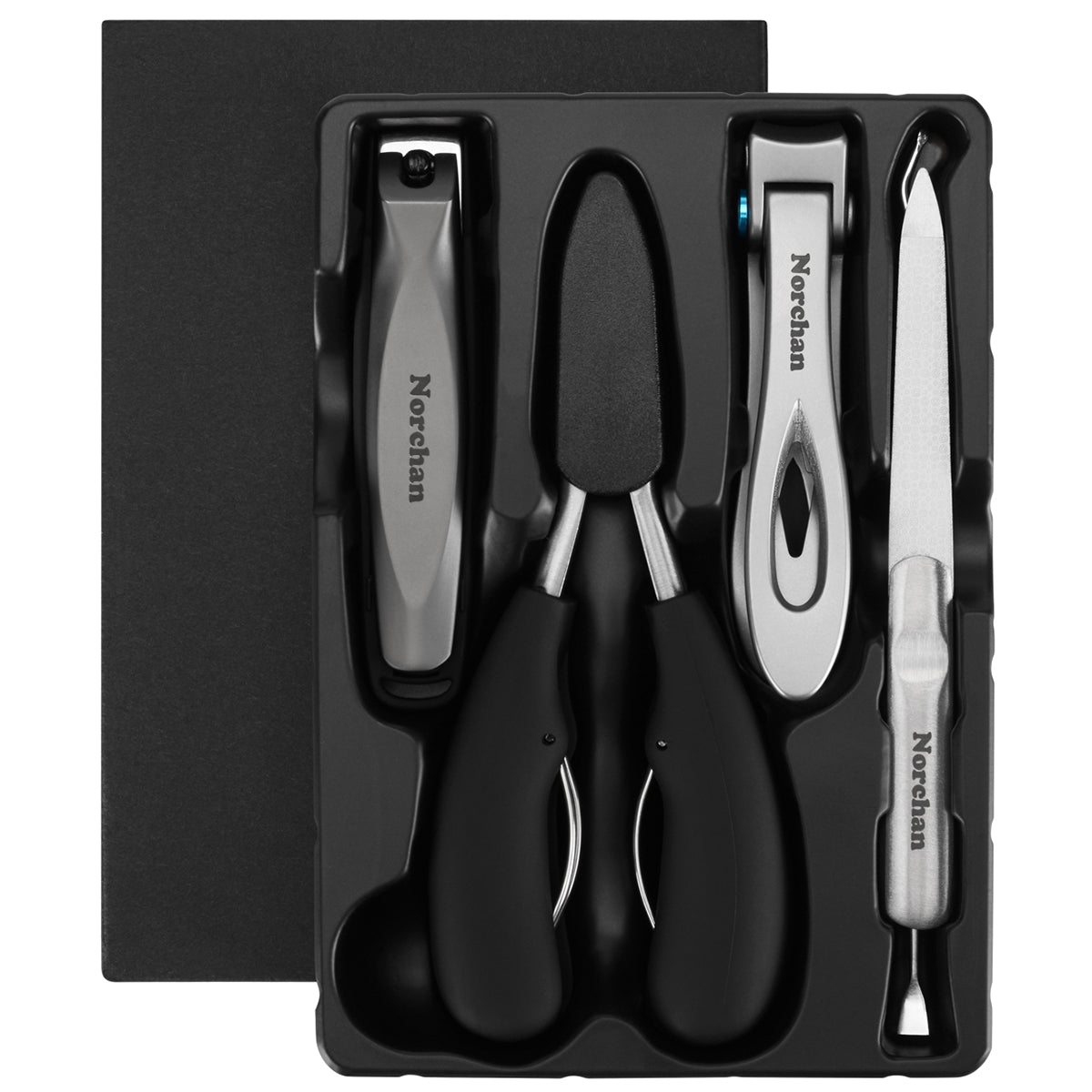 Norchan Heavy Duty Nail Clipper Set, 5 Pack of Fingernail Clippers and Toenail Clippers Kit